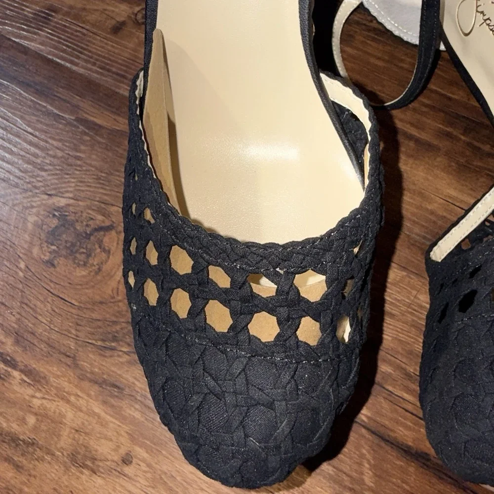Jessica Simpson Black Close Ties Platform Heels Women Size 9NEW